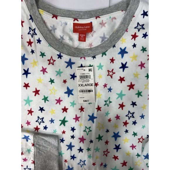 Holiday Lane Stars Pajama Top Women’s XXL Cotton Long Sleeve Stars Multicolor - Picture 3 of 4